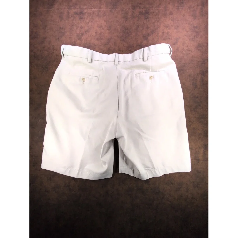 Haggar Cool 18 Pro Mens Khaki‎ Beige Expandable Waist Performance Shorts Size 38